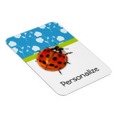 Magnet Flexible Bleu tendance Ladybug Floral avec nom (Côté Droit)