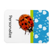 Magnet Flexible Bleu tendance Ladybug Floral avec nom (Horizontal)