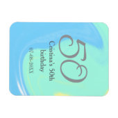 Magnet Flexible bleu vert gris 50e anniversaire ajouter nom date r (Horizontal)