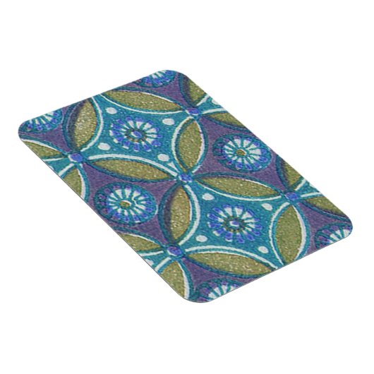 Magnet Flexible Bleu vert Rustique Boho Motif circulaire géométriq (Côté Droit)