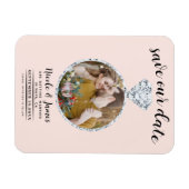 Magnet Flexible Bling en diamant rose vif Photo Enregistrer la dat (Horizontal)