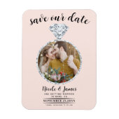 Magnet Flexible Bling en diamant rose vif Photo Enregistrer la dat (Vertical)