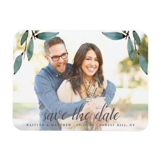 Magnet Flexible Bliss Botanique Photo Mariage Enregistrer La Date (Horizontal)