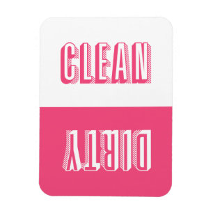 Magnet Flexible Bloc rose chaud Typographie moderne Lave-vaisselle
