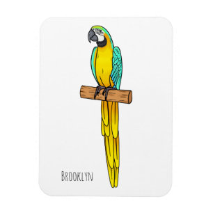 Magnet Flexible Blue-and-yellow macaw bird cartoon illustration