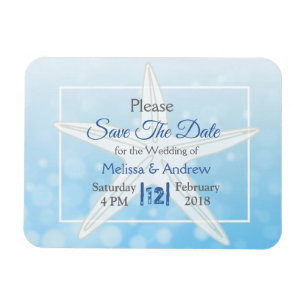 Magnet Flexible Blue Beachy Starfish Mariage Enregistrer la date M