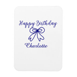 Magnet Flexible Blue bow CUTIE AJOUTER NOM BABY heureux anniversai