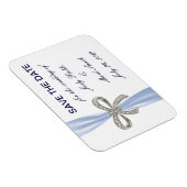 Magnet Flexible Blue Diamond Bow Wedding Enregistrer La Date Magne (Côté Droit)