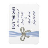 Magnet Flexible Blue Diamond Bow Wedding Enregistrer La Date Magne (Vertical)