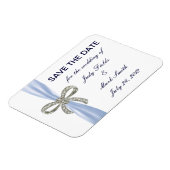 Magnet Flexible Blue Diamond Bow Wedding Enregistrer La Date Magne (Côté Gauche)