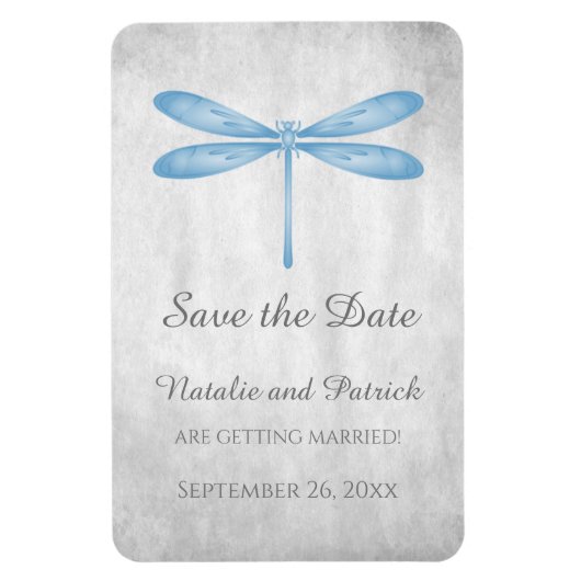 Magnet Flexible Blue Dragonfly Enregistrer la date (Vertical)