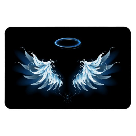 Magnet Flexible Blue Glowing Angel Wings on black background (Horizontal)
