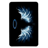 Magnet Flexible Blue Glowing Angel Wings on black background (Vertical)
