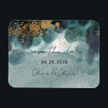 Magnet Flexible Blue Green Gold Paint Agate Wedding Save The Date<br><div class="desc">I hope you will enjoy this blue-green and gold glitter in watercolors. Matching invitation and products are available.</div>
