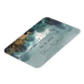 Magnet Flexible Blue Green Gold Paint Agate Wedding Save The Date (Côté Gauche)