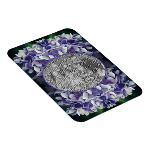 Magnet Flexible Blue Hydrangea Petals Frame Ajouter Votre Photo (Côté Droit)
