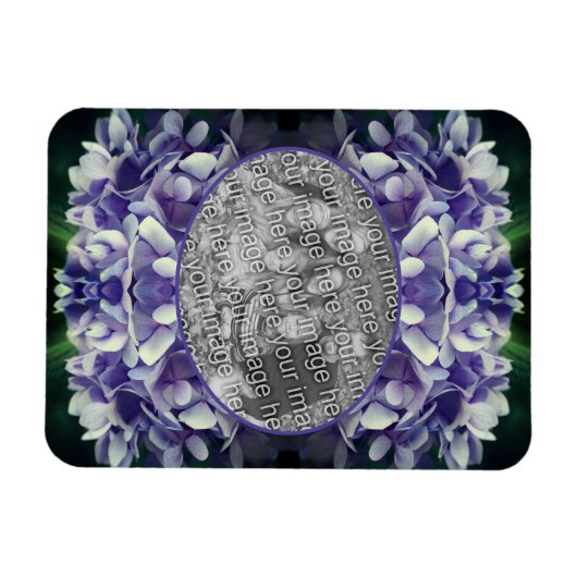 Magnet Flexible Blue Hydrangea Petals Frame Ajouter Votre Photo (Horizontal)