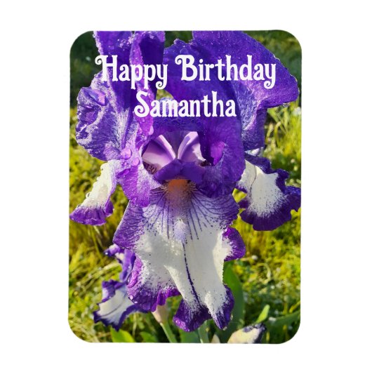 Magnet Flexible Blue Iris Irises Fleurs florales Anniversaire (Vertical)