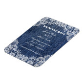 Magnet Flexible Blue Jean Denim Et Dentelle Enregistrer La Date (Côté Gauche)