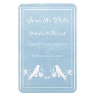 Magnet Flexible Blue Lovebird Floral Enregistrer l'aimant de date