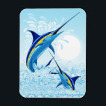 Magnet Flexible Blue Marlin Jumping out of Ocean<br><div class="desc">Realistic illustration of a beautiful Marlin Fish Ocean Animal jumping out of ocean. Vector Art copyright BluedarkArt TheChameleonArt.</div>