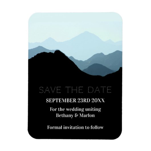 Magnet Flexible Blue Mountain Range, Mariage Rustique Enregistrer  (Vertical)