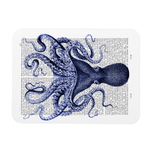 Magnet Flexible Blue Octopus (Horizontal)