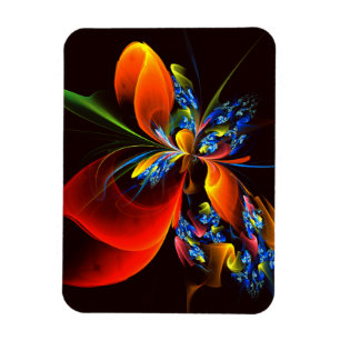 Magnet Flexible Blue Orange Floral Moderne Art Abstrait Motif #03