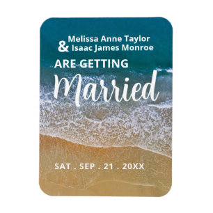 Magnet Flexible Blue Sea Beach Wedding Enregistrer La Date