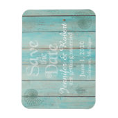 Magnet Flexible Blue Seashell sur Wood Beach Mariage Enregistrer l (Vertical)