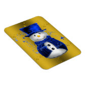 Magnet Flexible Blue Snowman sur Gold Christmas (Côté Droit)