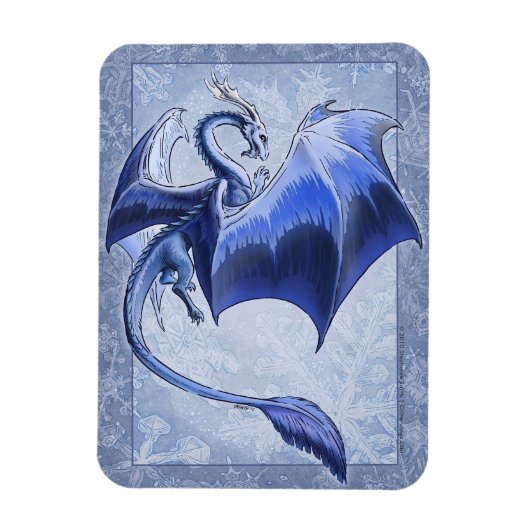 Magnet Flexible Blue Winter Dragon Nature Imaginaire Art (Vertical)