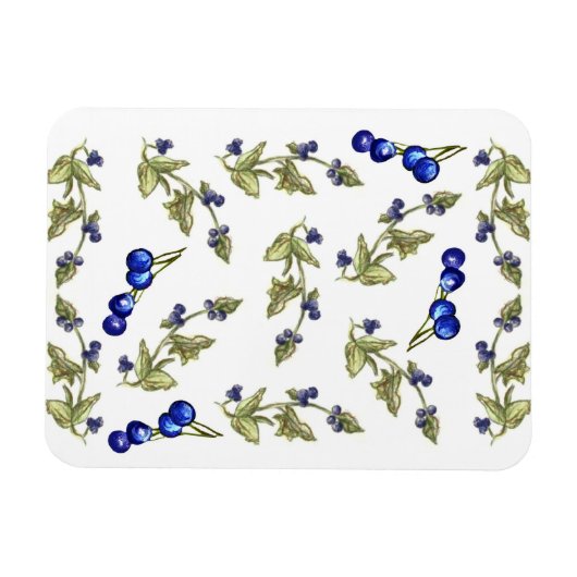 Magnet Flexible Blueberries et Feuilles sur aimant Stem Vine (Horizontal)