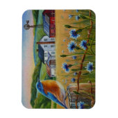 Magnet Flexible Bluebird Cornflowers Summer Farm Waterart (Vertical)