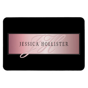 Magnet Flexible Blush Élégant Faux Or Rose Nom & Initiales