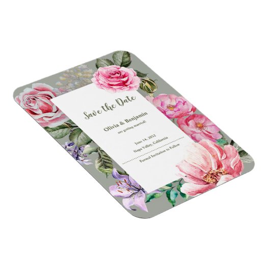 Magnet Flexible Blush Garden Floral Wedding Save the Date (Côté Droit)