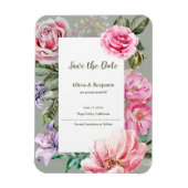 Magnet Flexible Blush Garden Floral Wedding Save the Date (Vertical)