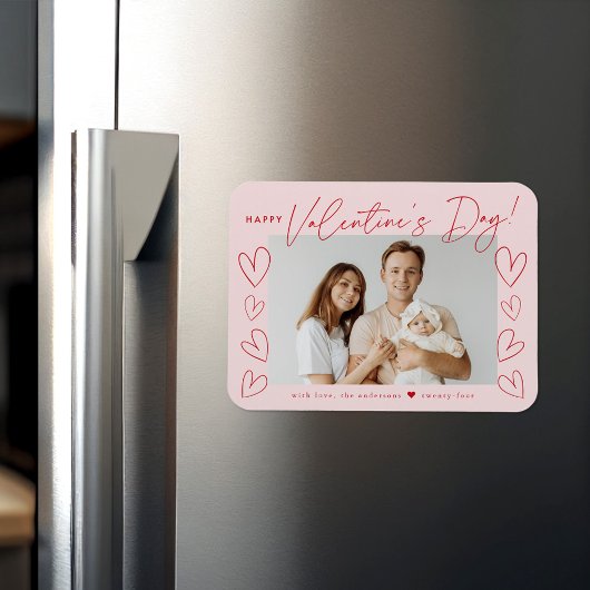 Magnet Flexible Blush moderne et script rouge Saint Valentin photo