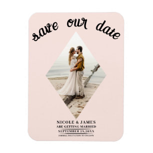 Magnet Flexible Blush Pink Diamond Photo Wedding Enregistrer la da