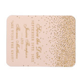 Magnet Flexible Blush Pink & Gold Confetti Mariage Enregistrer La (Horizontal)