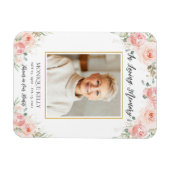 Magnet Flexible Blush rose Floral Photo Funeral Merci (Horizontal)