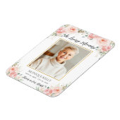 Magnet Flexible Blush rose Floral Photo Funeral Merci (Côté Gauche)