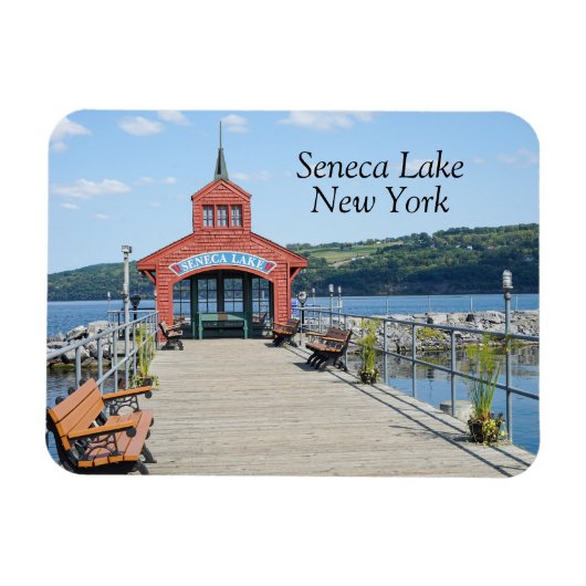 Magnet Flexible Boathouse rouge sur le lac Seneca (Horizontal)