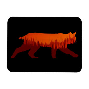 Magnet Flexible Bobcat Lynx Forêt Paysage Soleil sauvage