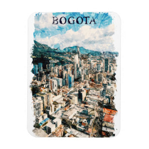 Magnet Flexible Bogota Colombie City View Aquarelle