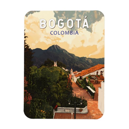 Magnet Flexible Bogota Colombie Illustration Voyage Art Vintage (Vertical)