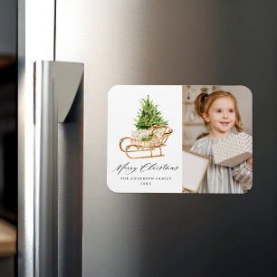 Magnet Flexible Boho aquarelle photo de l'aube de Noël