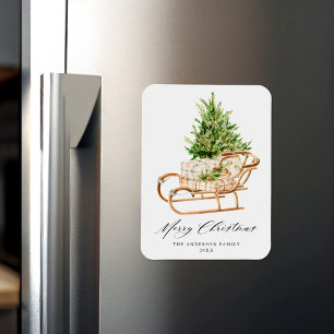 Magnet Flexible Boho Aquarelle Sleigh de Noël sans photo