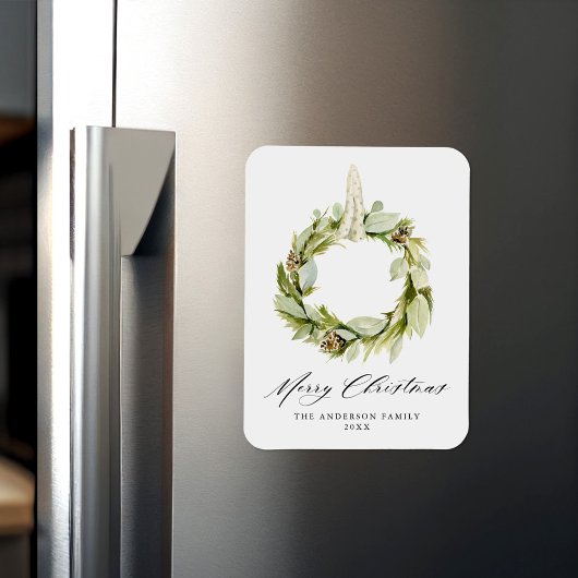 Magnet Flexible Boho Aquarelle Verdure Wreath Non Photo Holiday