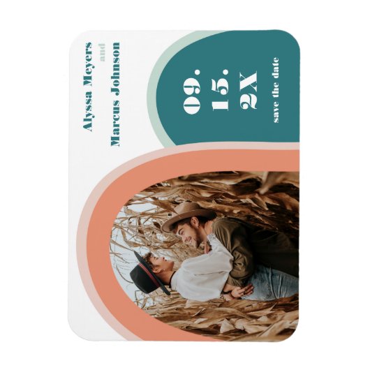 Magnet Flexible Boho arc-en-ciel branché Enregistrer la date (Vertical)
